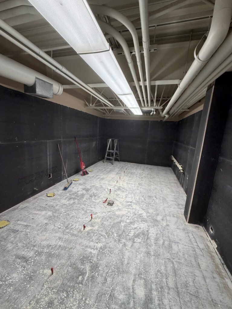 Commercial drywall build-out with exposed ceiling on Vancouver Island
