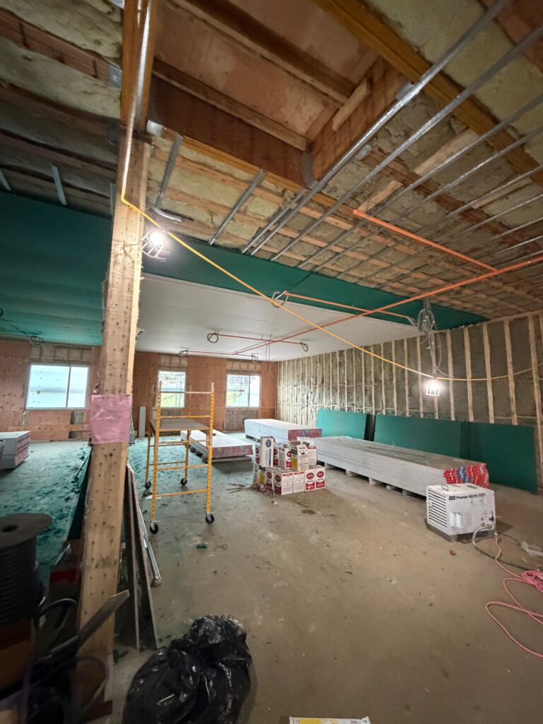 Drywall renovation with moisture-resistant board and new framing